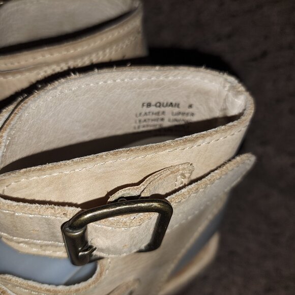 FREEBIRD BY STEVEN-Quail-Beige Leather Sandals Gladiator Wood Heel-Sz6-Excellent - Picture 3 of 9